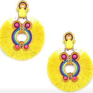 Yellow Fringe Fan Fiesta Earrings